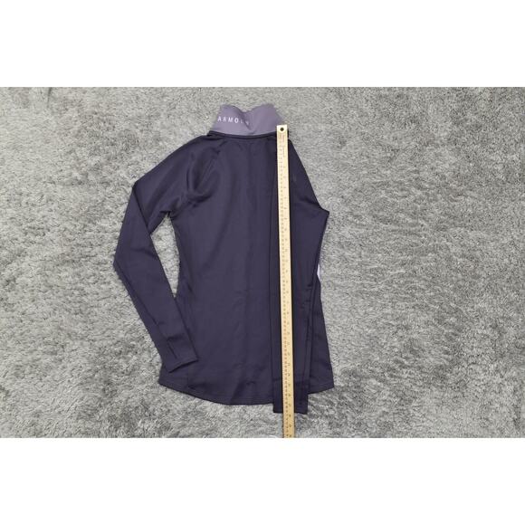 Under Armour Coldgear Fitted Solid Purple Pullover Sweater XS Solid 1/4 Zip - Picture 6 of 10